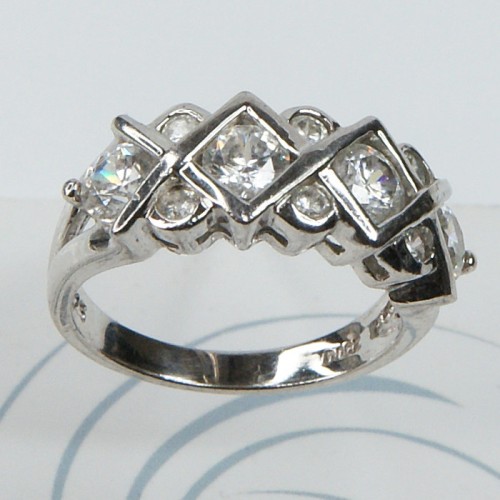 Sterling Silver CZ Criss Cross Ring